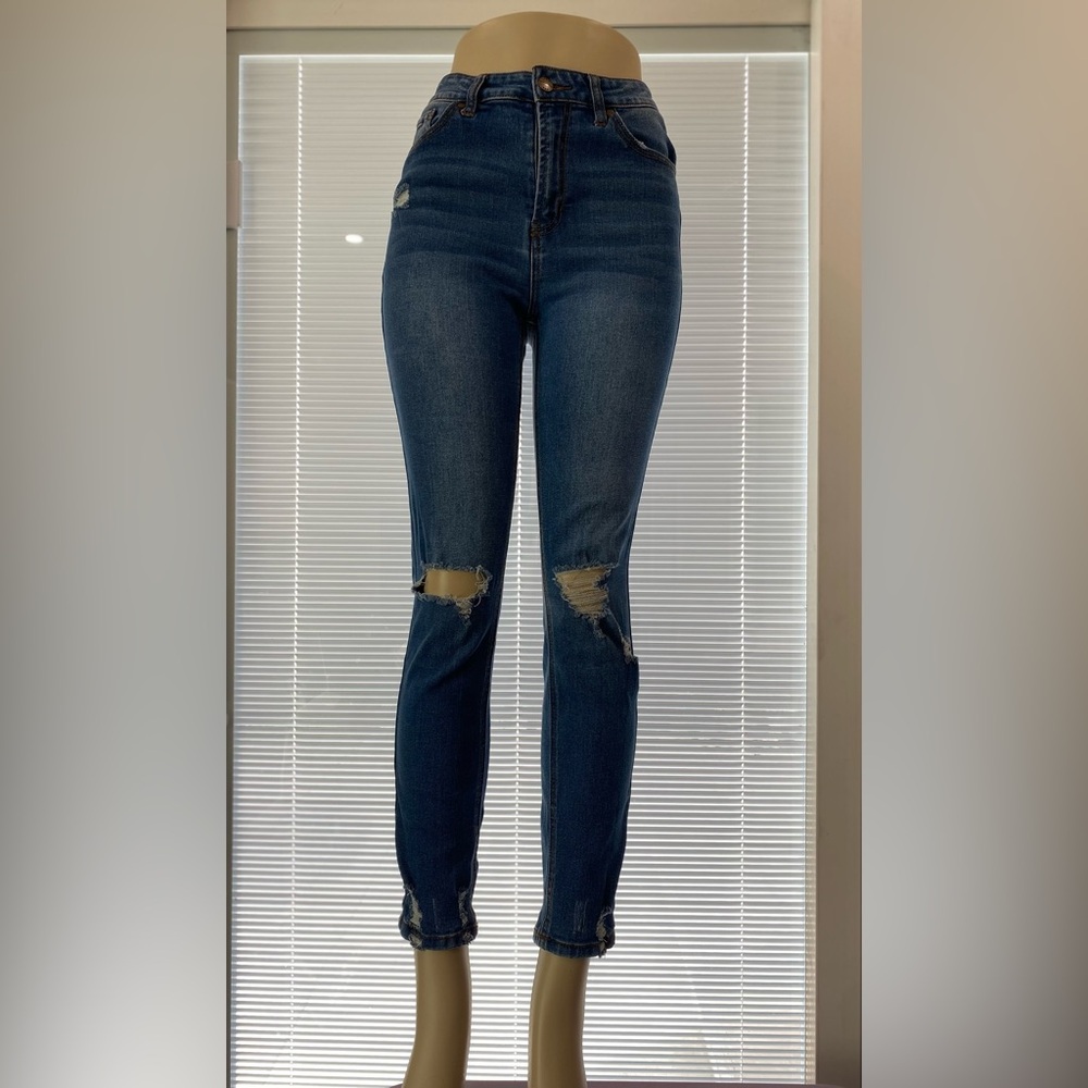 Classic Blue Distressed Women's Jeans